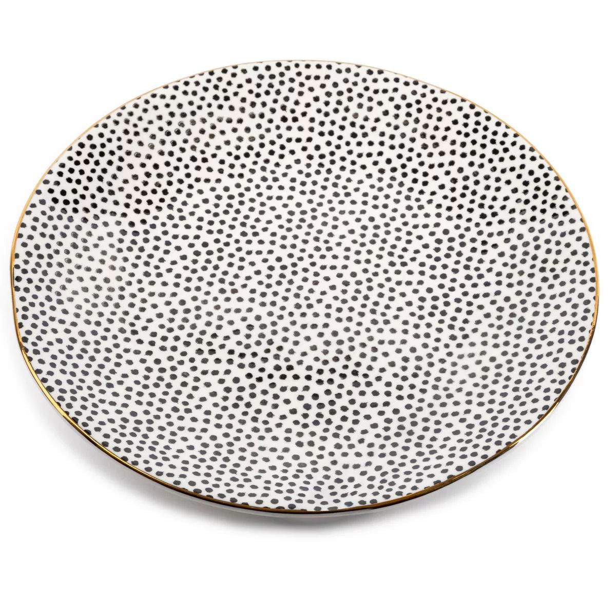 Thyme & TableBlack & White Dot Stoneware Plate - Walmart.com | Walmart (US)