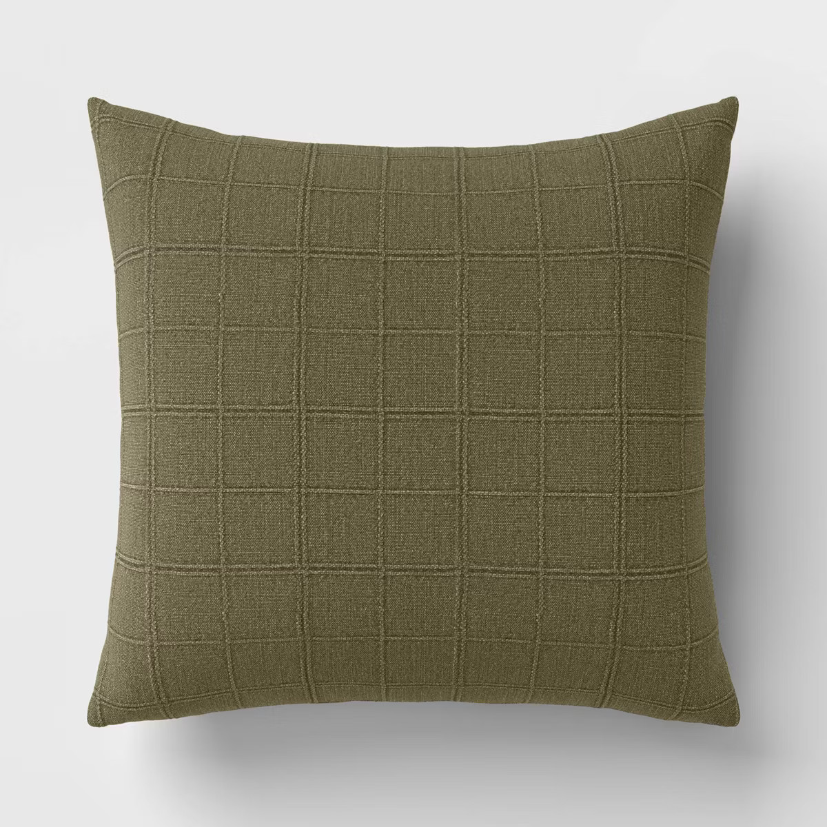 Oversized Woven Washed Windowpane Square Throw Pillow Green - Threshold™: Decorative, Indoor, Z... | Target