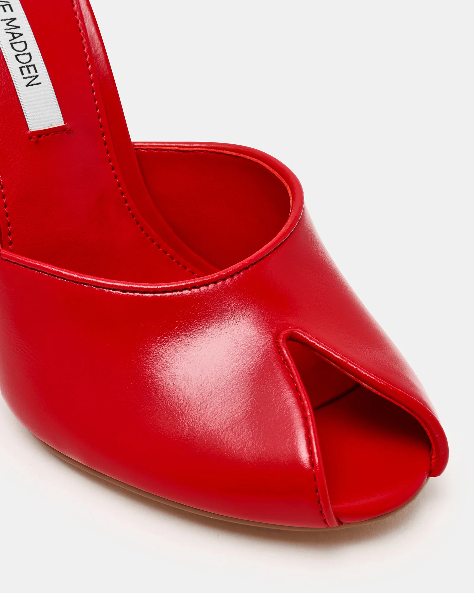 JULES Red Leather Peep Toe Mule Women's Heel | Steve Madden (US)