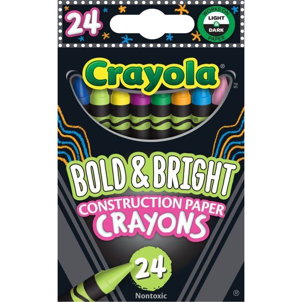 Crayola Construction Paper Crayons, School & Art Supplies, 24 Count, Assorted Colors | Walmart (US)