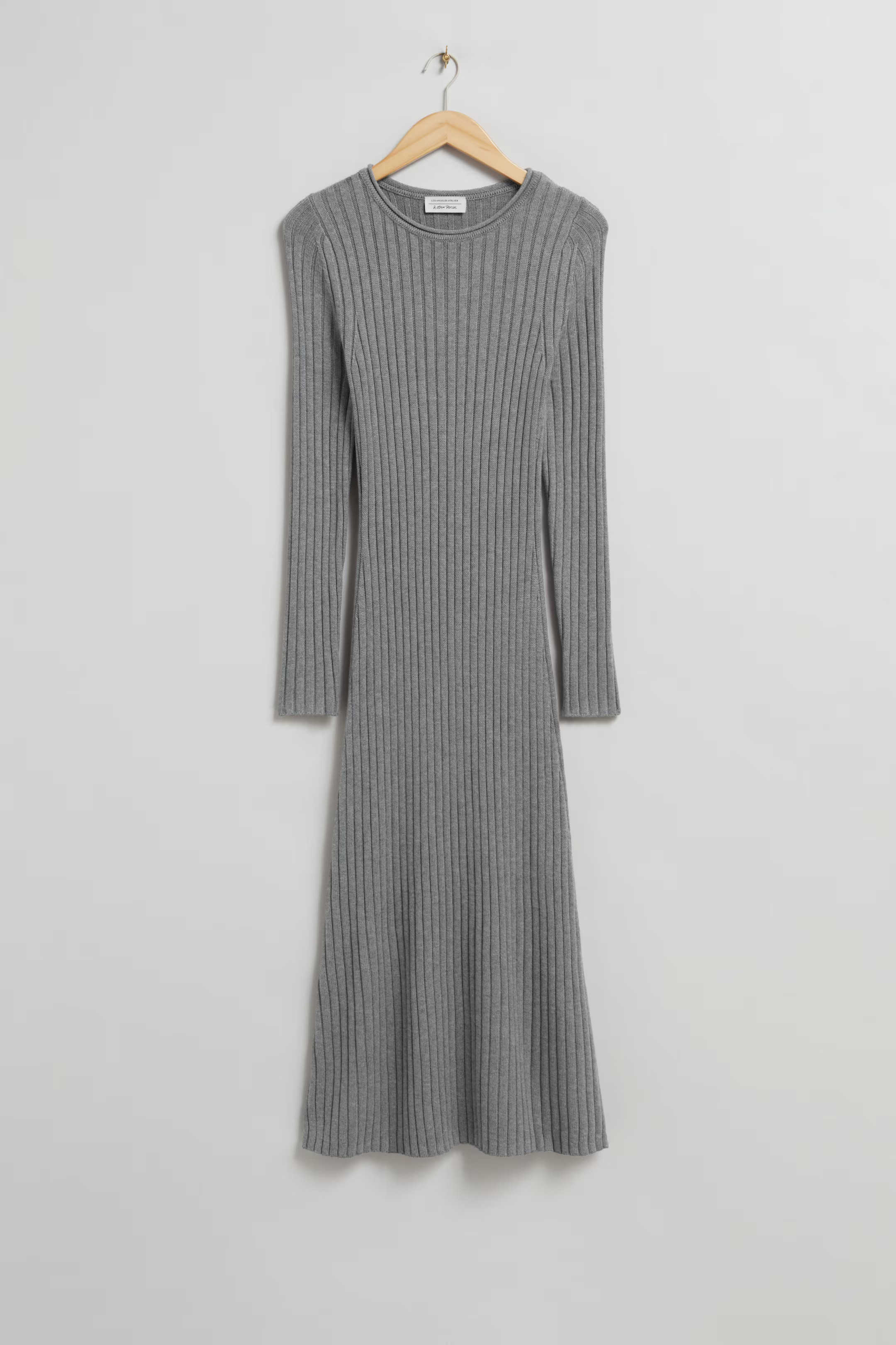 Flared Rib Midi Dress - Grey - Ladies | H&M GB | H&M (UK, MY, IN, SG, PH, TW, HK)