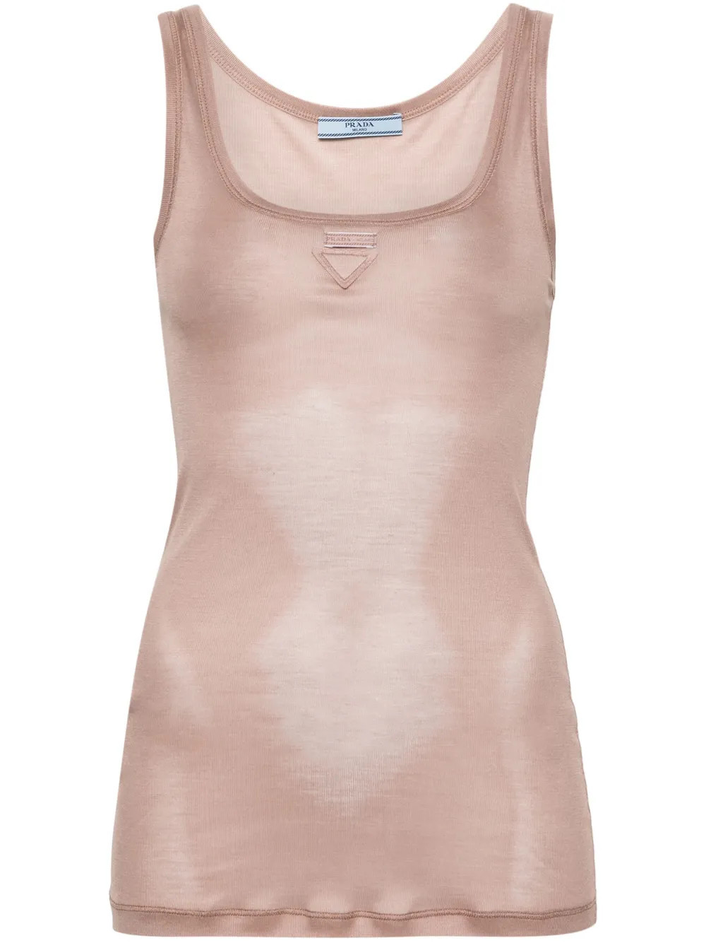 Prada triangle-appliqué silk top - Pink | Farfetch Global