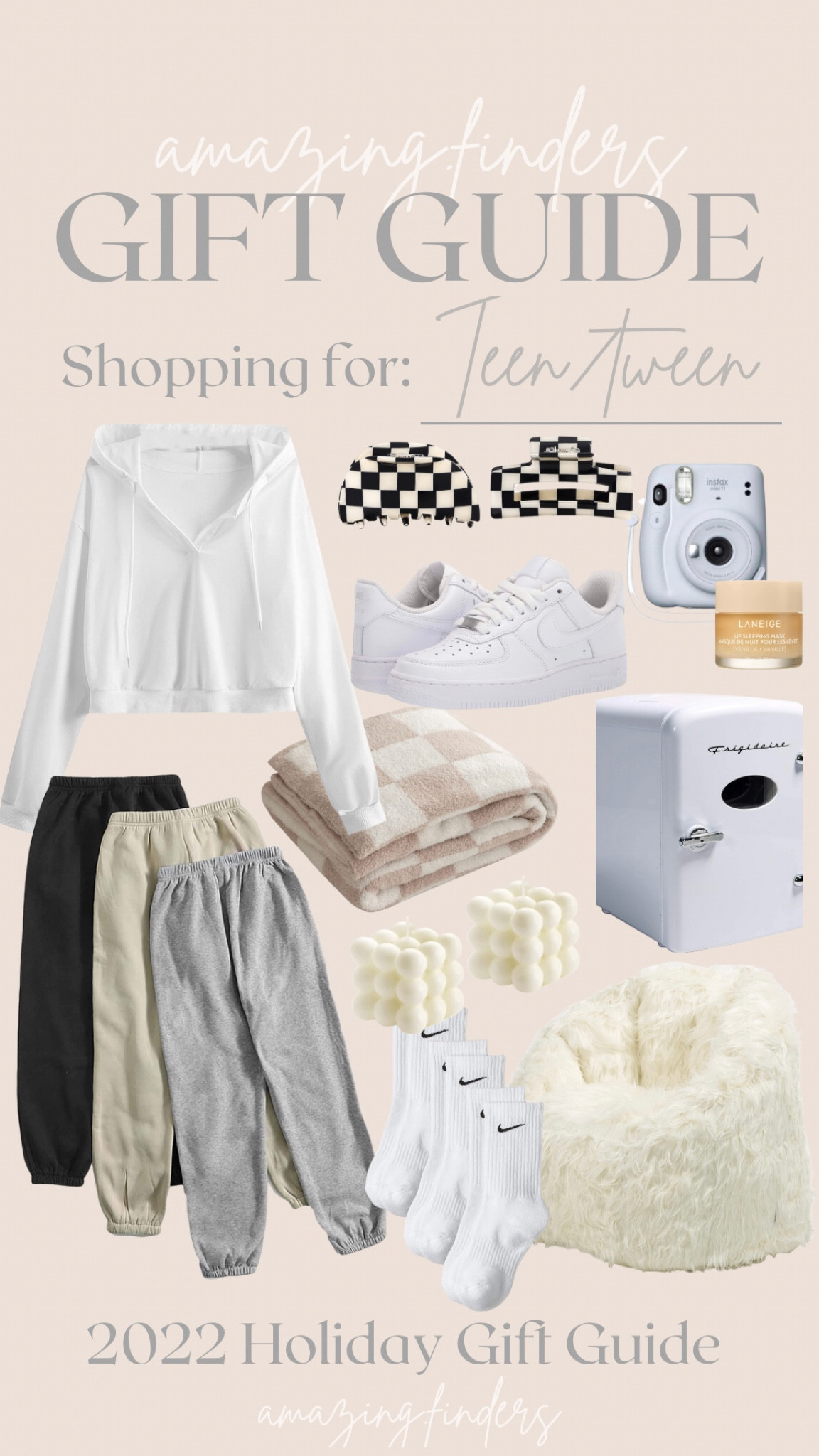 Amazon gift guide. Teen gift guide. Teen girl gift guide. Amazon holiday gifts. Amazon sweatpants. Amazon mini fridge. Amazon bubble candle. Amazon Nike socks. Faux fur chair. Checker blanket


#LTKunder50 #LTKstyletip #LTKhome