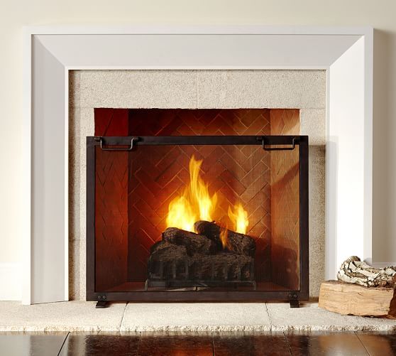 Industrial Fireplace Small Single Screen, Black | Pottery Barn (US)