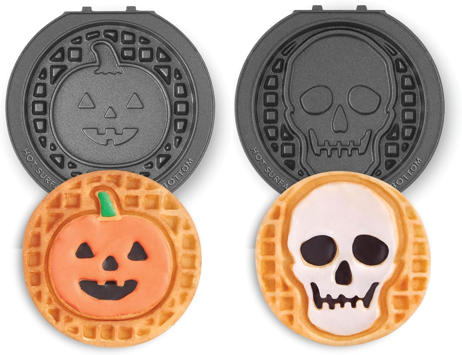 Dash MultiMaker® Mini System Removable Plate Set - Nonstick Replacement Plates for Halloween Waffle Breakfast - Waffle Maker Not Included - 4-Inch - Two-Pack - Skull & Jack-O-Lantern | Amazon (US)