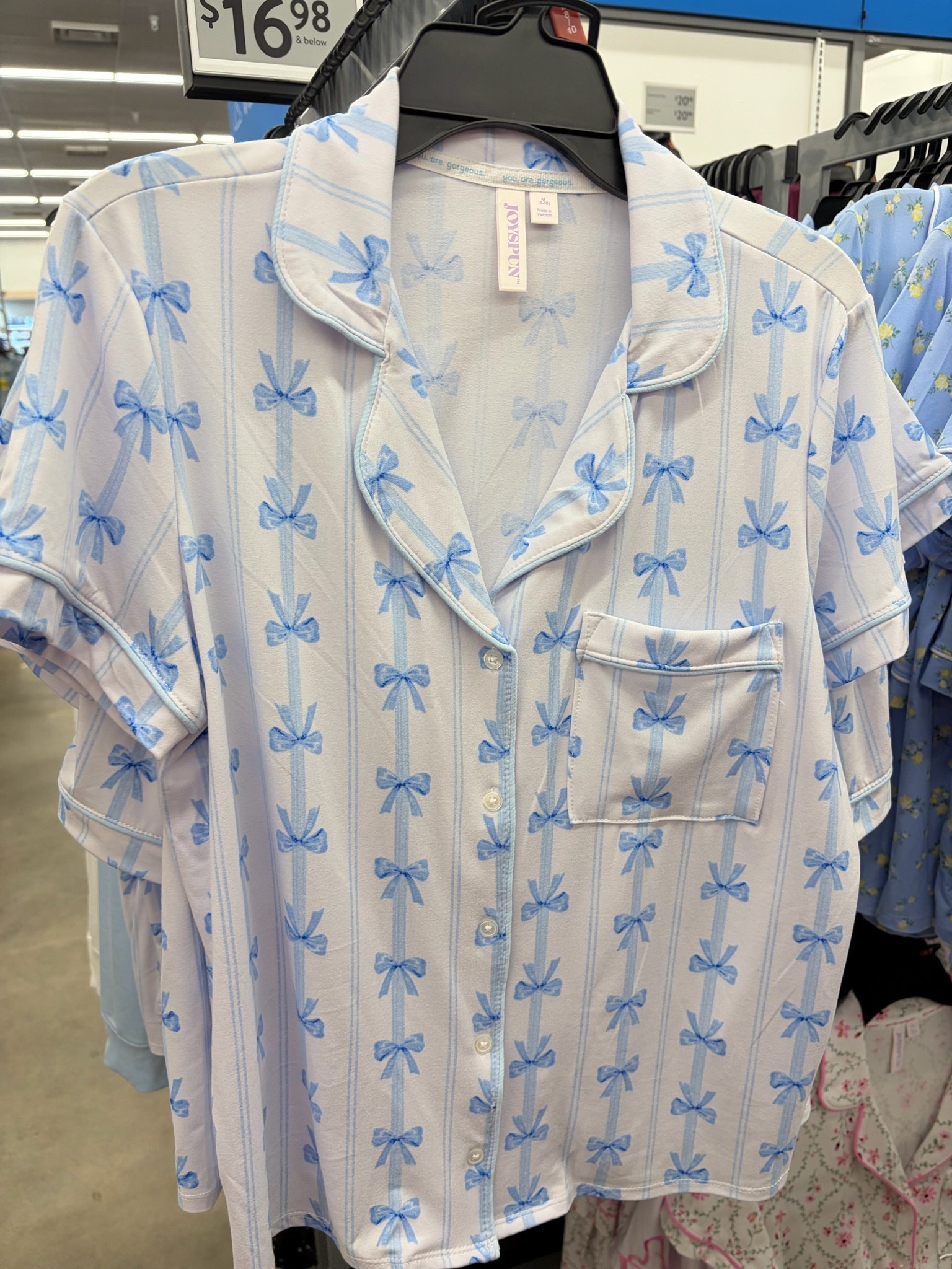 The cutest bow pajamas ever 💙🎀 These Walmart PJs are soft, comfy, and perfect for cozy nights in. The blue bow print is giving all the girly vibes, and I can’t believe they’re such an affordable find! #LTKFinds #WalmartFashion #CozyStyle #BowTrend #PajamaSet