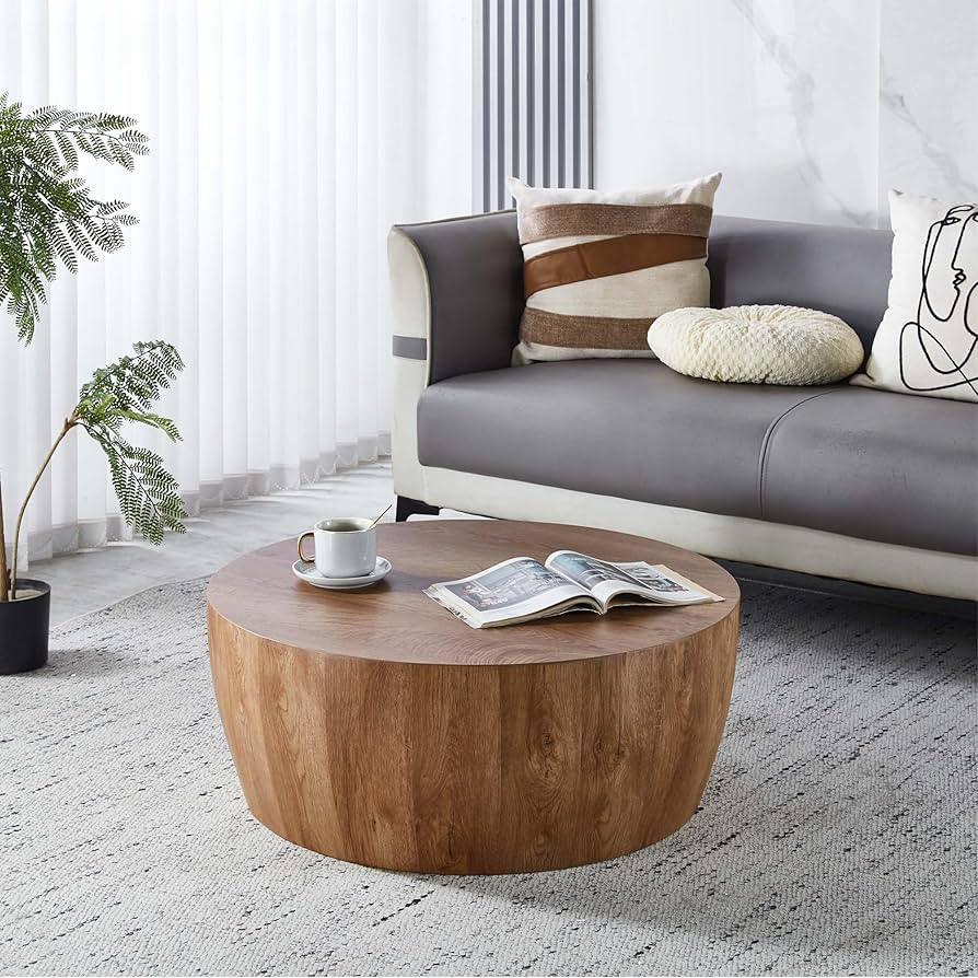 Round Coffee Table, 29.52IN Wooden Coffee Table, Reversible Vintage Round MDF Table Suitable for ... | Amazon (US)