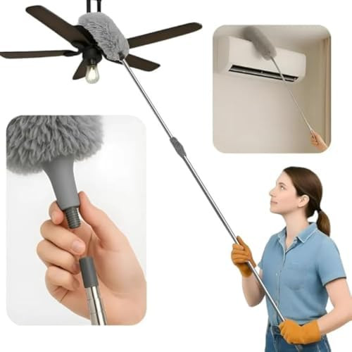 Espanador de Pó Extensível 2,8m Microfibra com Haste Inox Flexível, Limpa Teto Ventilador, Rem... | Amazon (BR)