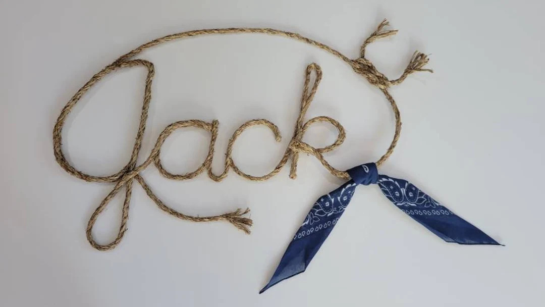 4 LETTER Name Western Rope Name Art, WITH BANDANNA | Etsy (US)