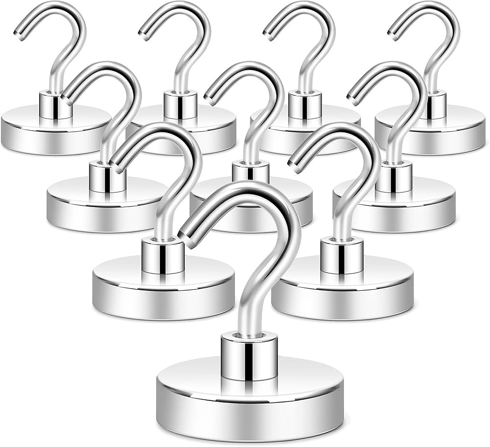 Neosmuk Magnetic Hooks Heavy Duty,100lb+ Strong Magnet with Hook for Fridge, Super Neodymium Extr... | Amazon (US)