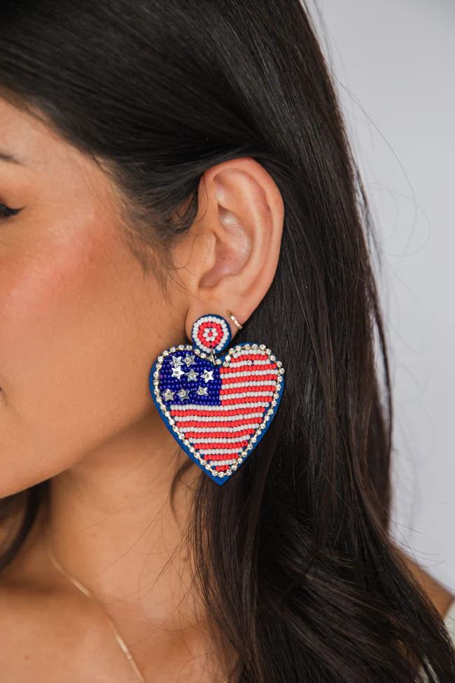 Flag Heart Earrings | Pink Lily