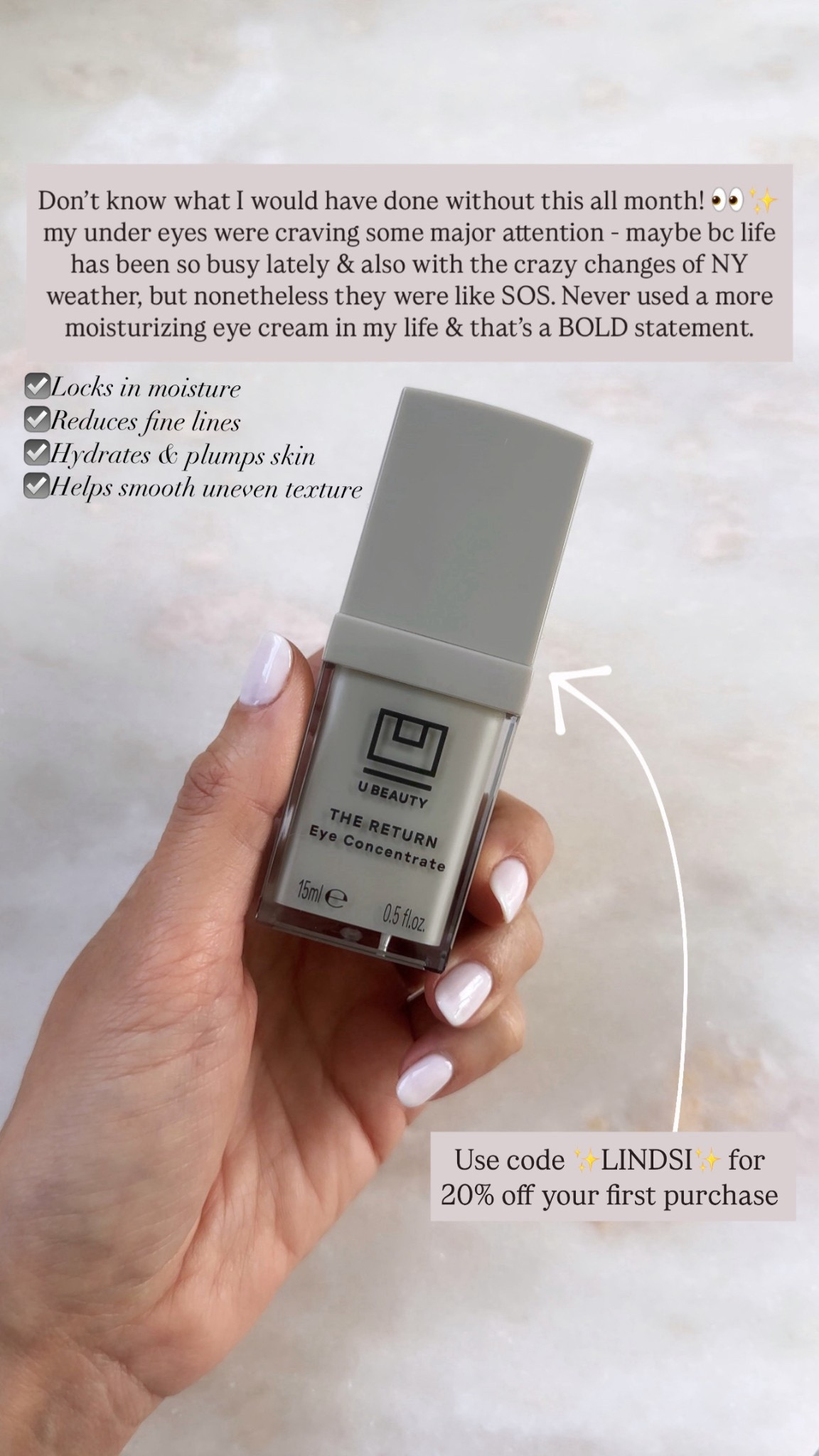 My under eye savior as of recent! Use code LINDSI at checkout for 20% off your first purchase 🤍 #ubeautypartner #ad 

#LTKBeauty #LTKSeasonal #LTKSummerEdit