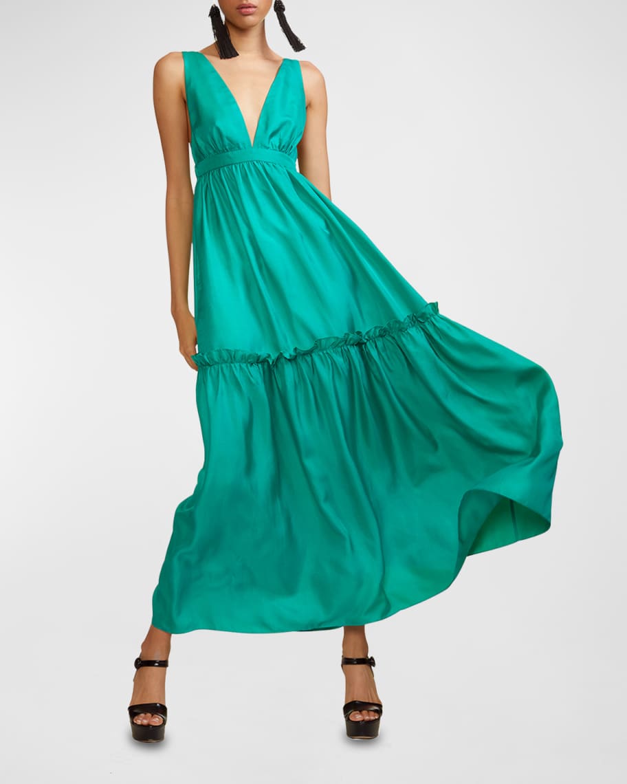 Cynthia Rowley Silk Ruffle Maxi Dress | Neiman Marcus