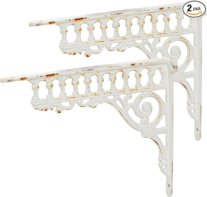 Sungmor 10.6 Inch Cast Iron White Brackets for Shelves, 2PC Vintage Metal Decorative Angle Suppor... | Amazon (US)