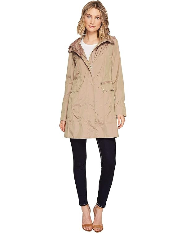 Cole Haan Women's Packable Hooded Rain Jacket with Bow | Amazon (US)