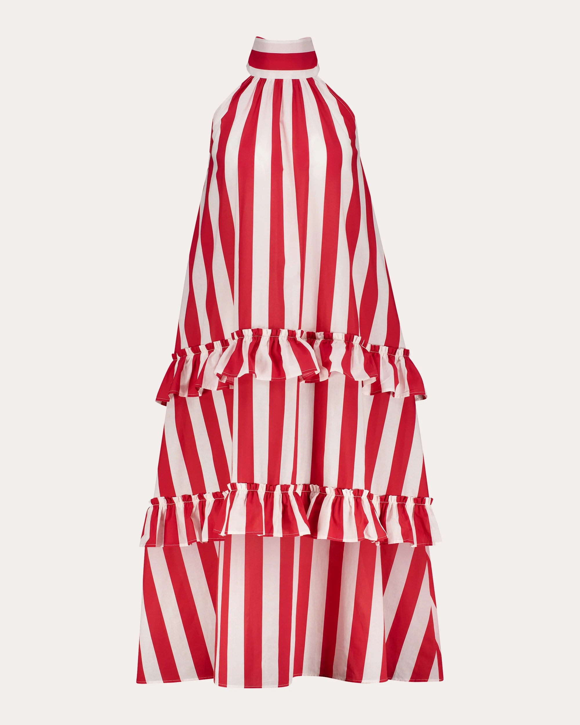 Adriana Stripe Cotton Tiered Maxi Dress | Olivela