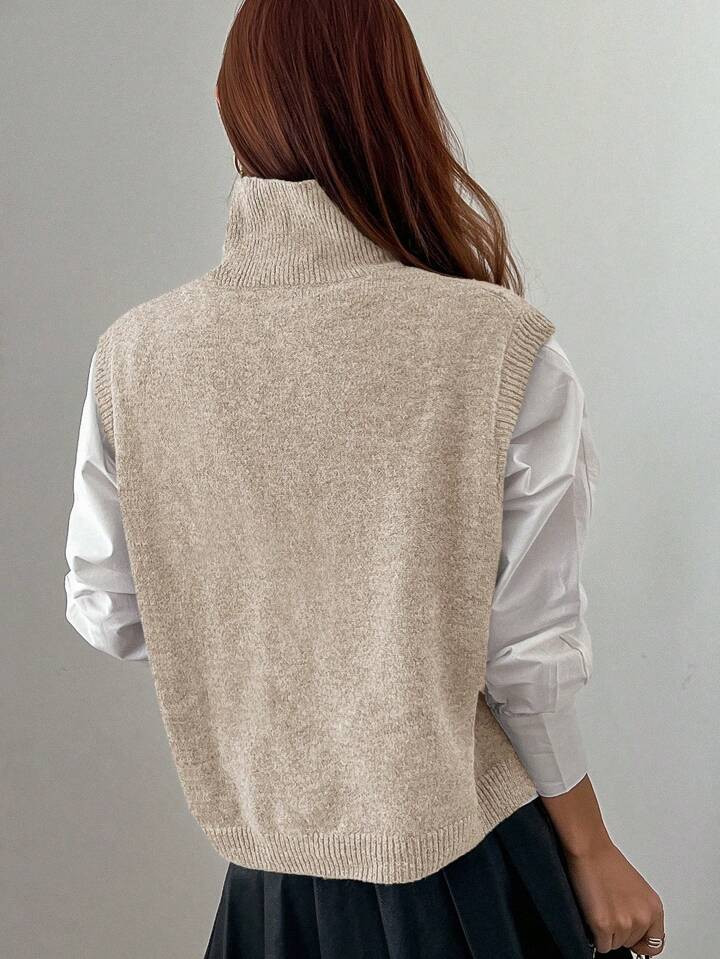 Dazy Star High Neck Sweater Vest Without Blouse Fall,Winter | SHEIN