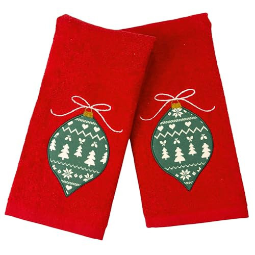 Christmas Red Guest Fingertip Bathroom Towels, Festive Ornament, 12x18" | Amazon (US)
