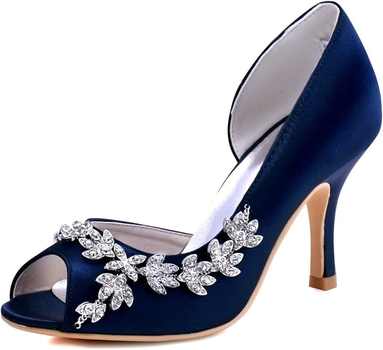 ElegantPark Wedding Heels Peep Toe Wedding Shoes for Bride High Heels Rhinestones Bridal Shoes Sa... | Amazon (US)