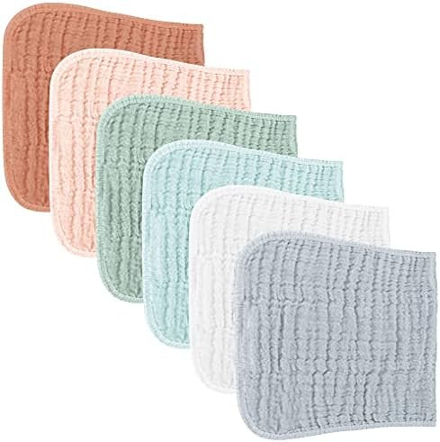 Konssy Muslin Baby Burp Cloths Sets for Unisex- 6 Pack Large 100% Cotton Burping Clothes for Newb... | Amazon (US)