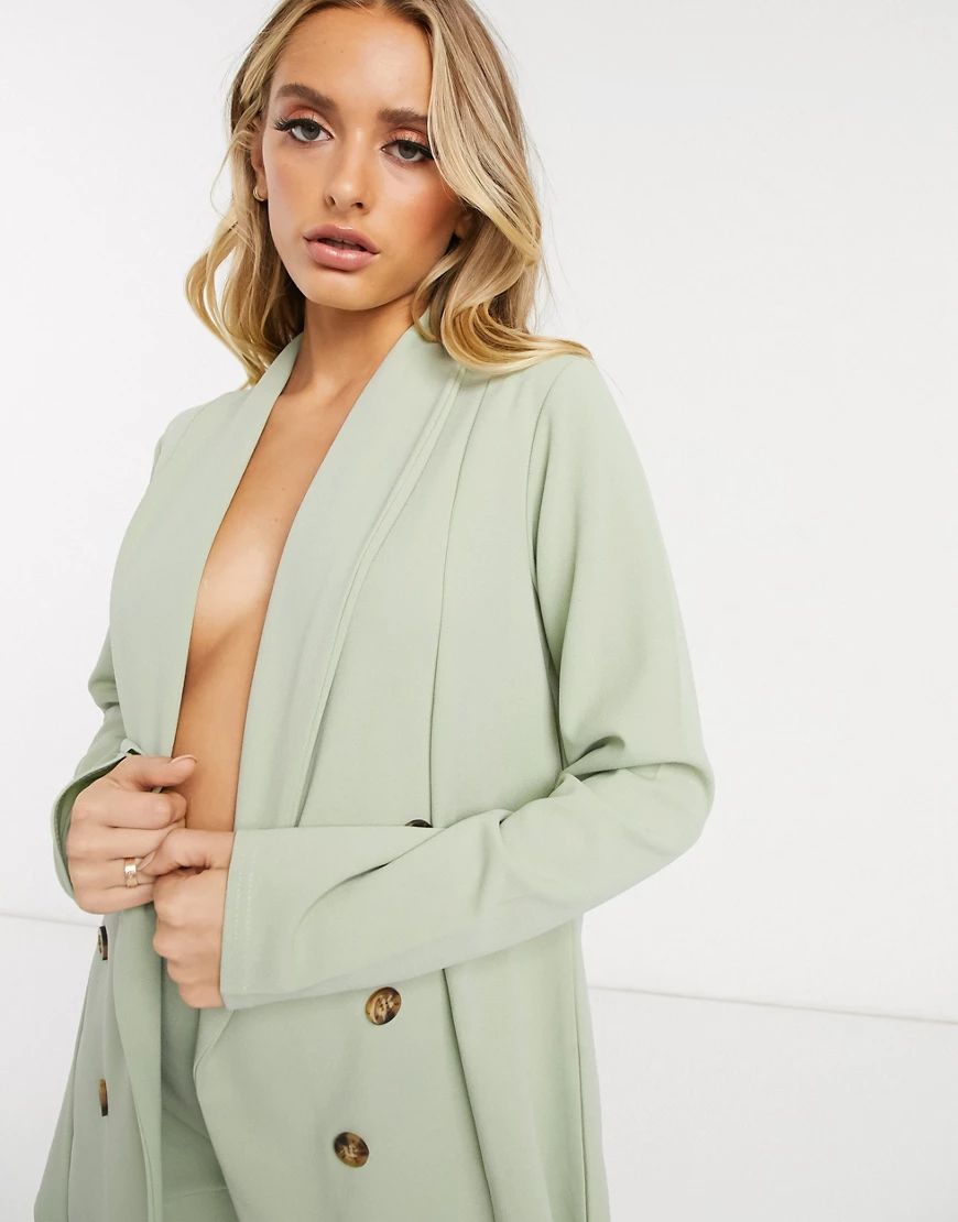 PrettyLittleThing co-ord oversized blazer in sage-Green | ASOS (Global)