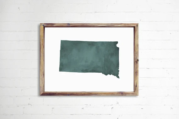 South Dakota Watercolor Print. South Dakota Decor. South Dakota Art Print. Custom South Dakota Gi... | Etsy (US)