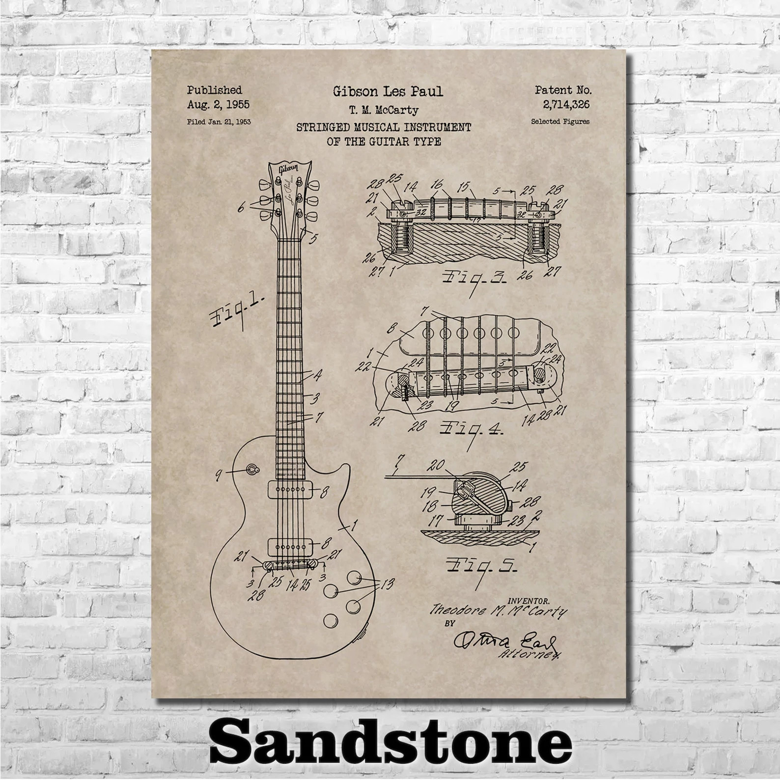Patent Art For Gibson Les Paul Guitar 1955 | Etsy (US)