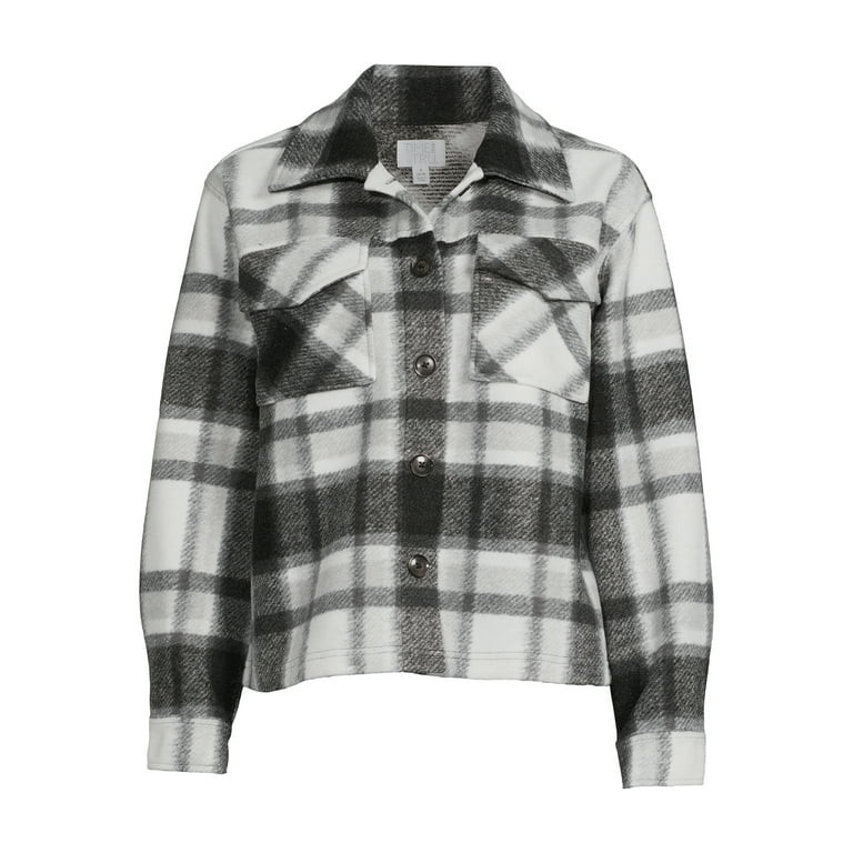 Time and Tru Women's Brushed Fleece Cropped Shacket, Sizes XS-XXXL | Walmart (US)