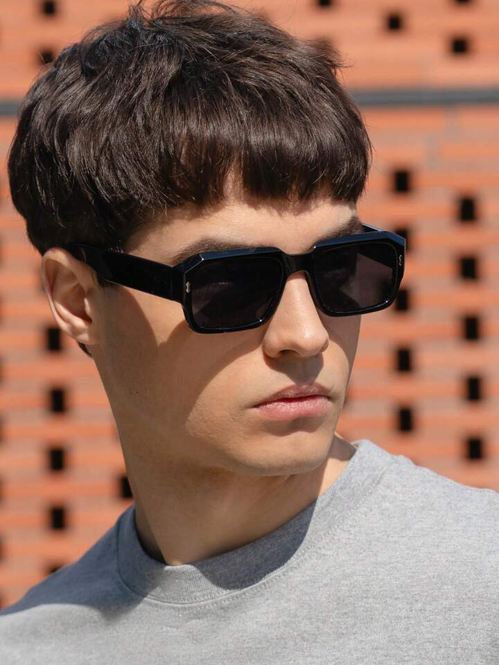 1pc Retro Rectangular Frame Sunglasses For Men And Women Plastic Fashion Classic Decorative Outdo... | SHEIN