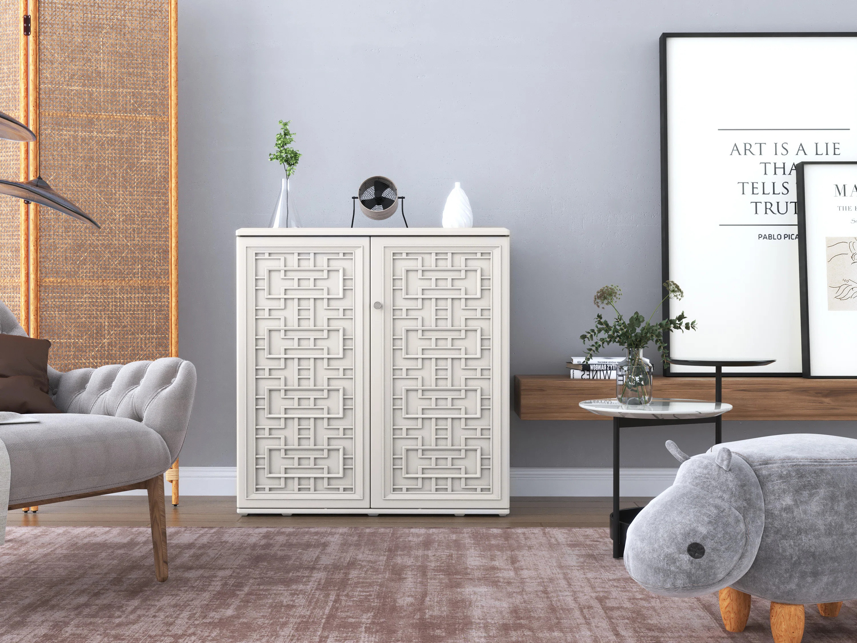 Storage Cabinet with Doors and Shelves, 60 Gallon Indoor & Outdoor Deck Box | Wayfair North America