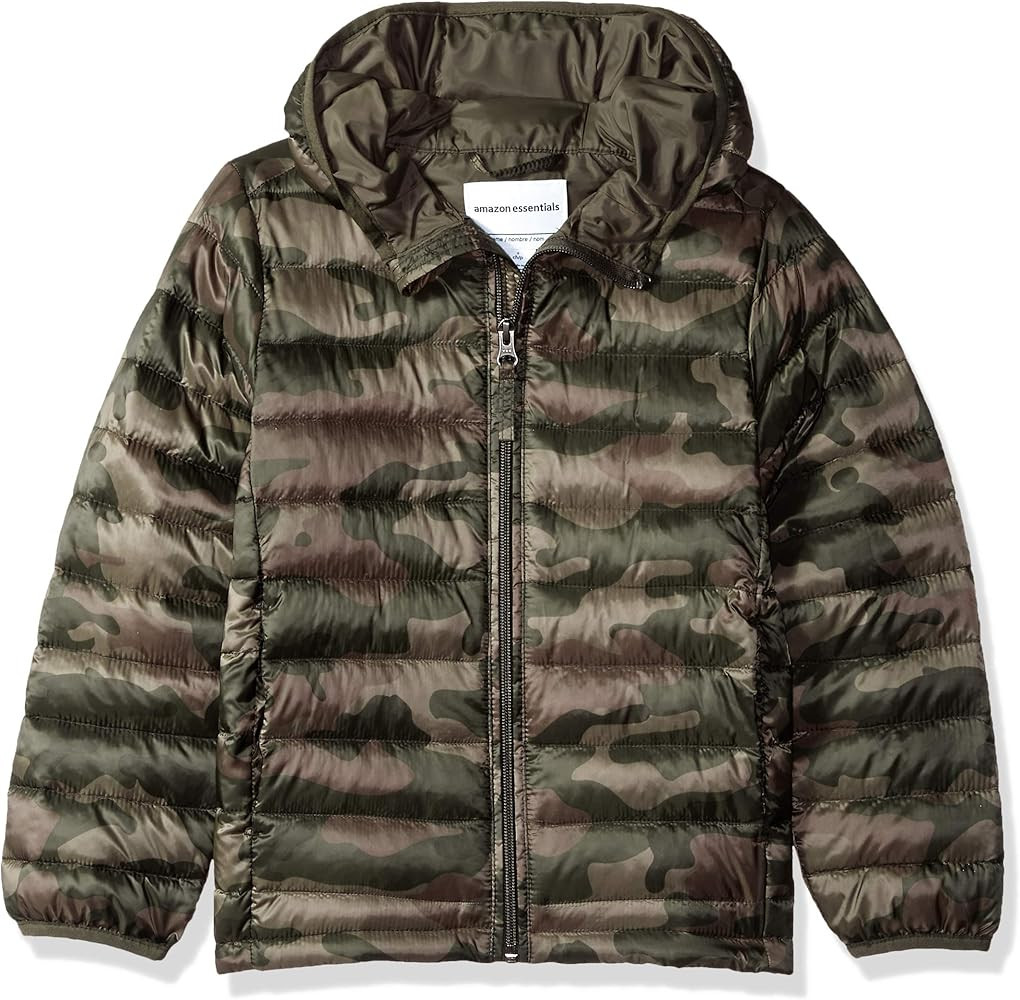 Amazon Essentials Boys Lightweight Water-Resistant Packable Hooded Puffer Jacket | Amazon (US)
