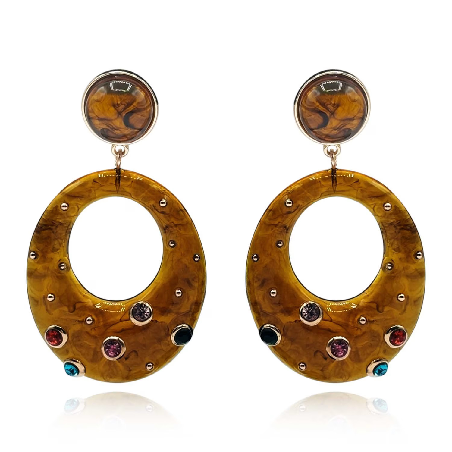 Studded Tortoise Resin Large Hoop Earrings | Wolf & Badger