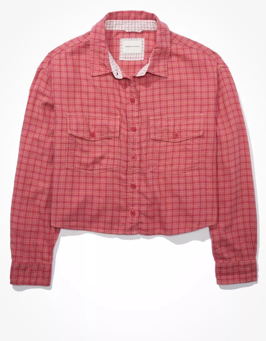 AE Cropped Flannel Shirt | American Eagle Outfitters (US & CA)