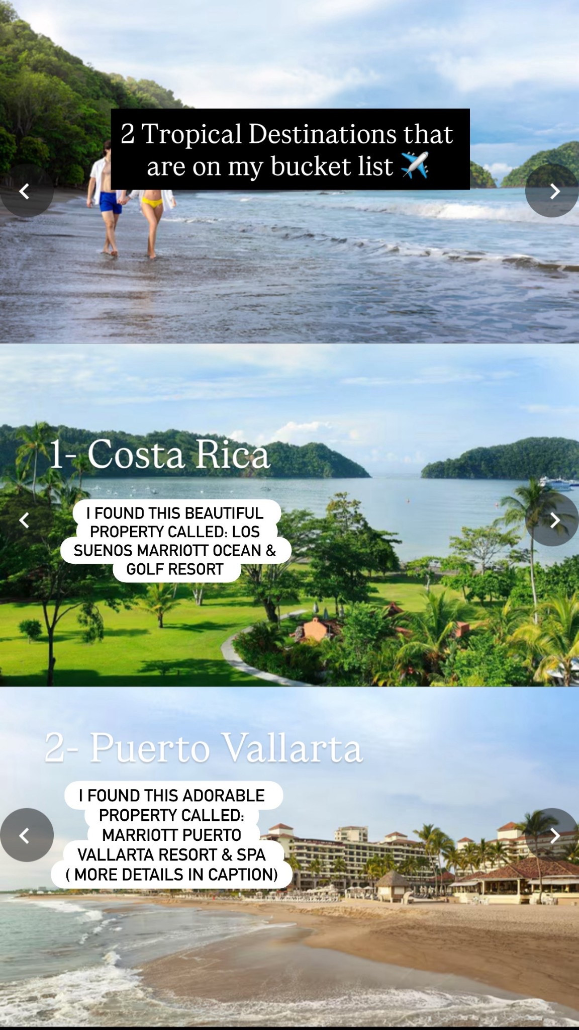 I’ve been to so many destinations and stayed at so many different hotels. I wanted to share the two destinations that’s on my bucket list for sometime now. Costa Rica is on my bucket list for many years now. I found this gorgeous Marriott property called: Los Suenos Marriott Ocean & golf resort. I love how stunning and calm this place looks. I feel like this property is where comfort meets Costa Rica’s natural beauty 

 @marriotthotels@MarriotBonvoy #MarriottPartner

#LTKTravel #LTKdayinmylife #LTKSeasonal