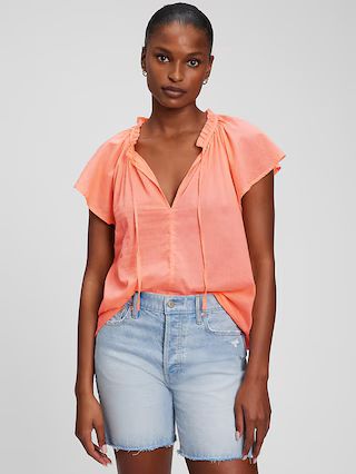 Tie-Front Flutter Sleeve Top | Gap (US)