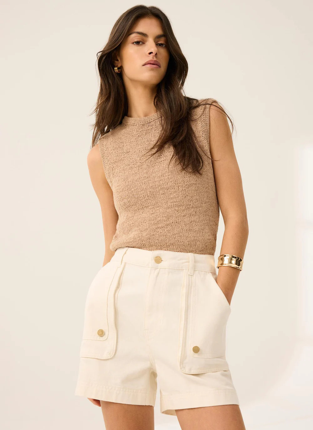 Brown Cotton Blend Knit Top | Mint Velvet