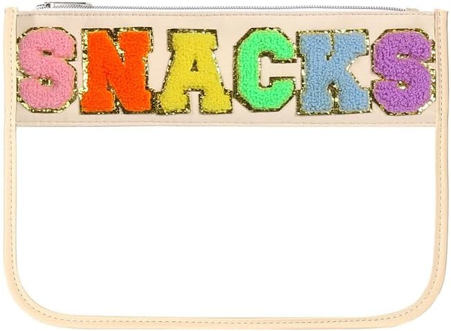 BCRMPT Chenille Letter Bag Clear Flat Pouch,Multi-purpose PVC&Nylon Clear Cosmetic Bags,Travel Ma... | Amazon (US)