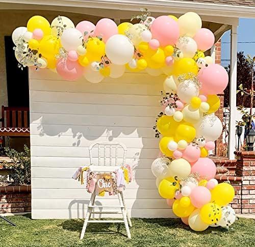 Boognt DIY Pink Yellow White Balloon Garland Kit Arch Kit 160PCS Balloons for Lemonade Girls Firs... | Amazon (US)