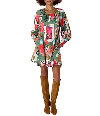 CROSBY by Mollie Burch Bentley Long Sleeve Crew Neck Mini Dress | Dillard's | Dillard's