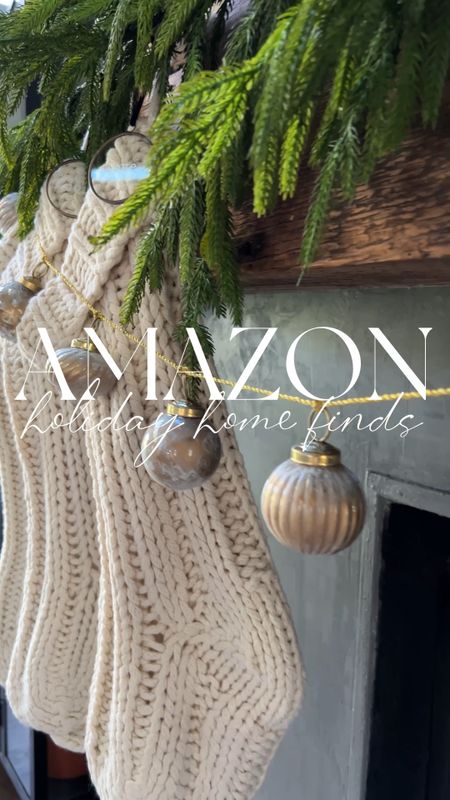 My favorite Amazon holiday home finds part one! Glass garland, antique gold bells, vintage bells, Boucle pillow covers, brass reindeer

#LTKHoliday #LTKSeasonal #LTKhome