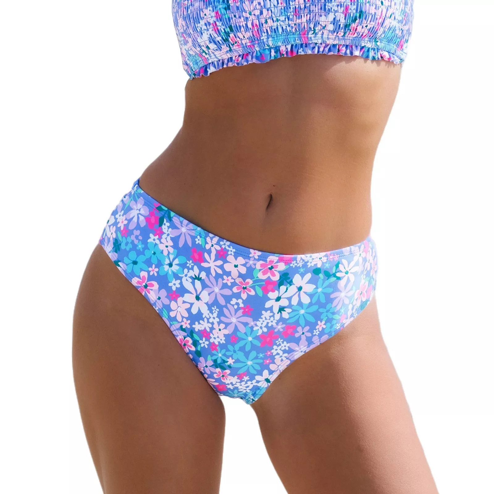 Women's Cupshe Mid-Rise Hipster Floral Swim Bottoms, Size: Medium, Blue Ditsy | Kohl's
