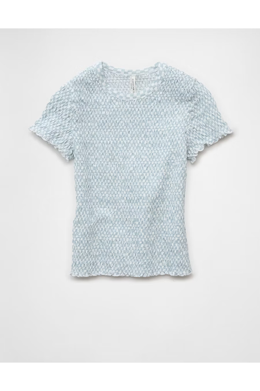 AE Smocked Hey Baby Tee Women's Light Blue XXS | American Eagle Outfitters (US & CA)