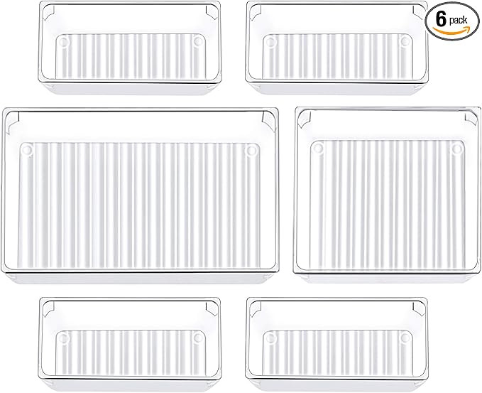 Kootek Desk Drawer Organizer Trays with 3-Size Drawer Dividers 6 Organizers Bins Customize Layout... | Amazon (US)