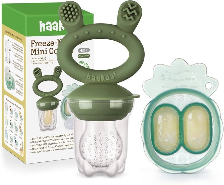 Haakaa Baby Fruit Food Feeder & Mini Freezer Nibble Tray Combo, Breastmilk Popsicle Molds for Bab... | Amazon (US)