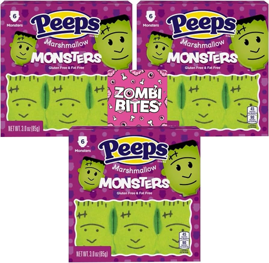 Monster Marshmallow Candy Bundle by ZOMBIBITES. Includes Three-3 Oz Packs of Peeps Halloween Mons... | Amazon (US)