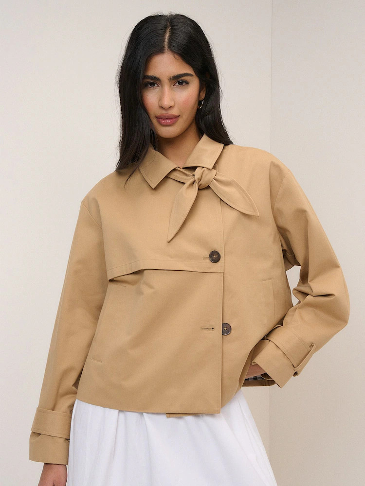 Nobodys Child Brown Cropped Tie Trench Coat | Next AU
