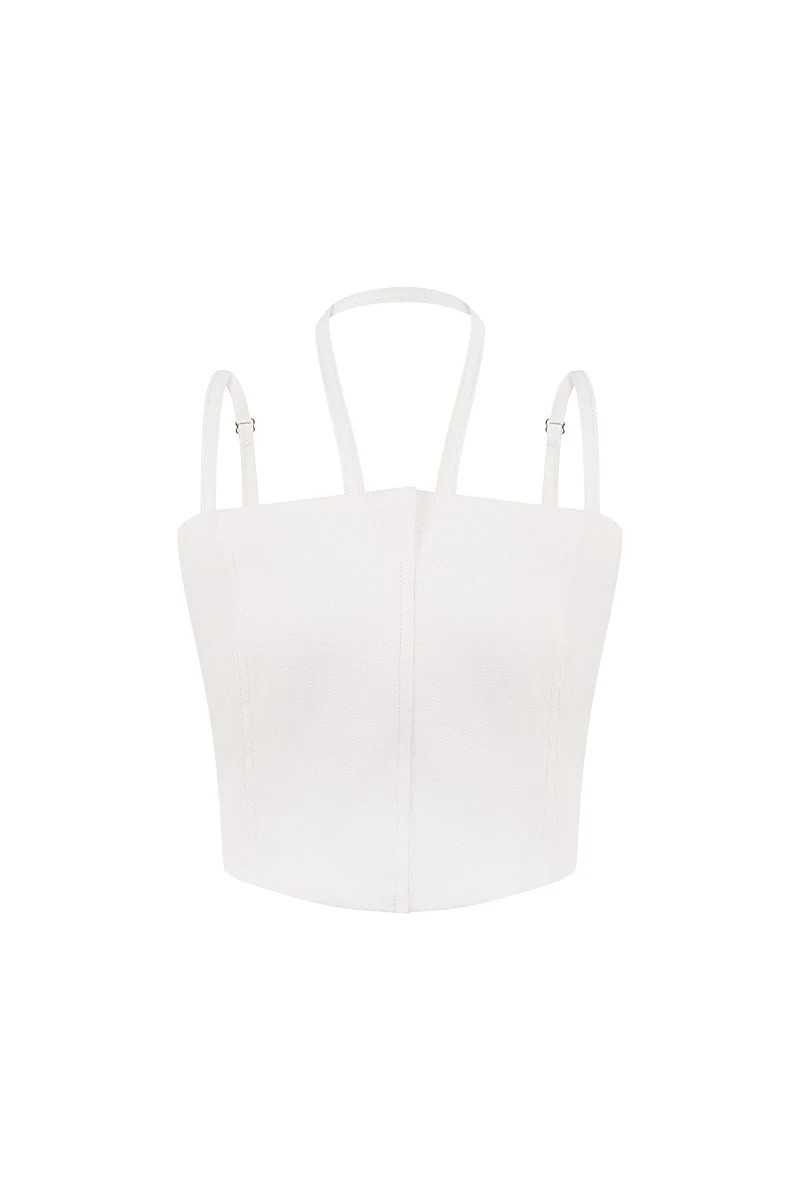 DENIM TOP IN WHITE | Total White | CULT MIA | CULT MIA UK LTD