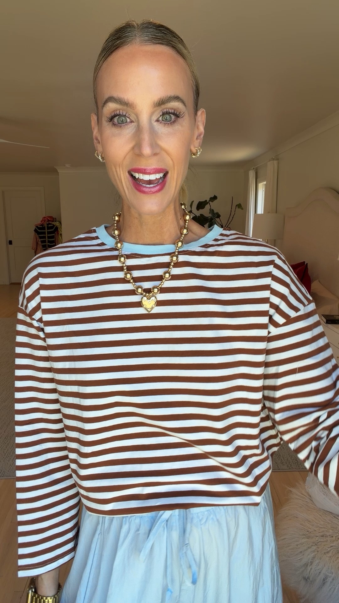 Amazon striped shirt and lace hem pants!