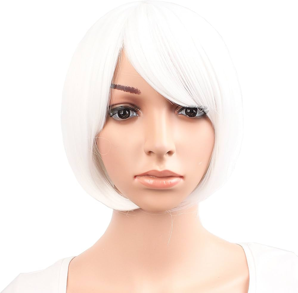 MapofBeauty 12 Inches/30cm Women Short Straight Cosplay Party BOB Wig (White) | Amazon (US)