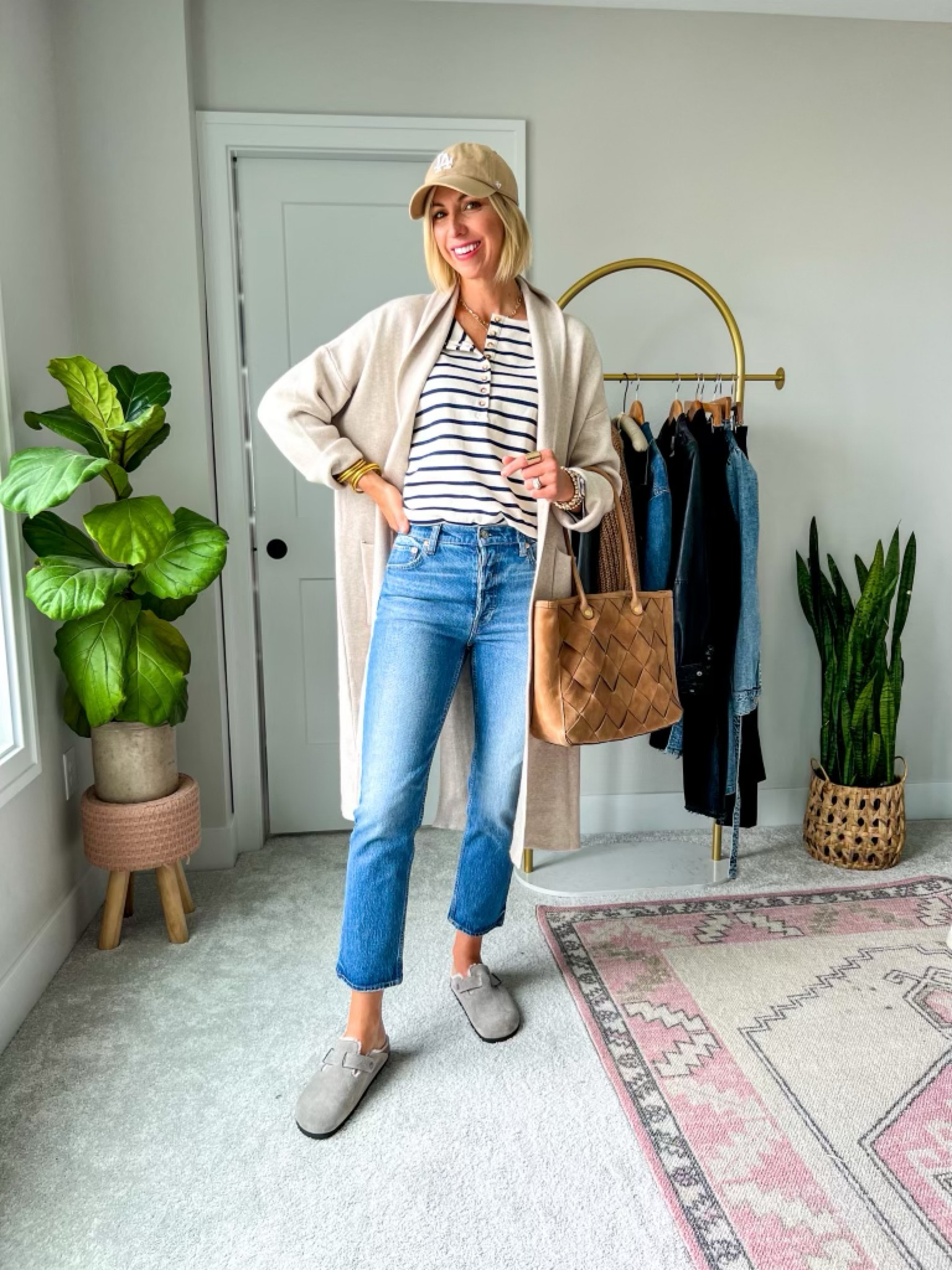 Same outfit multiple ways, straight jeans, stripe shirt, blazer, cardigan, sneakers, Sarah Kelly Style

#LTKstyletip #LTKSeasonal #LTKFind